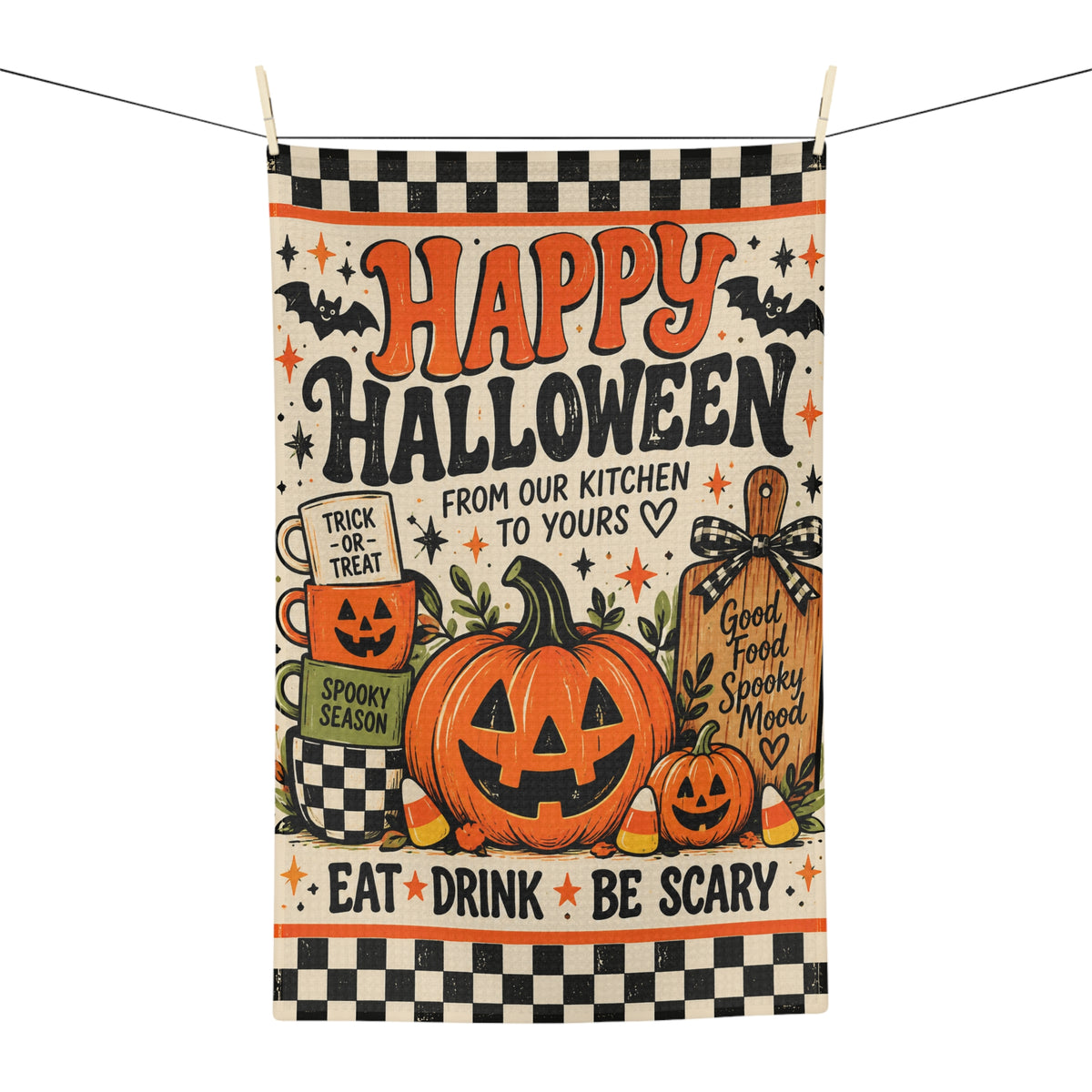 Happy Halloween Retro Kitchen Tea Towel
