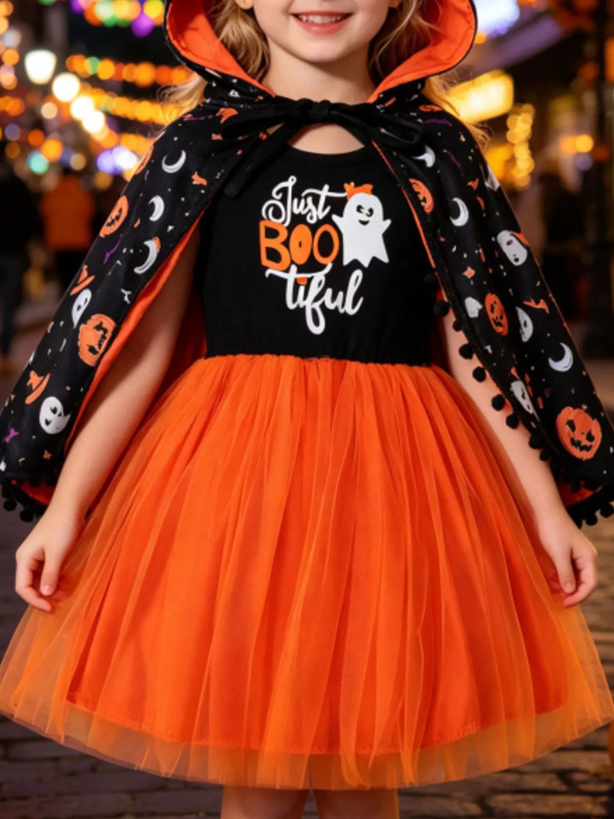 Boo-tiful Girls Halloween Dress & Cape Set