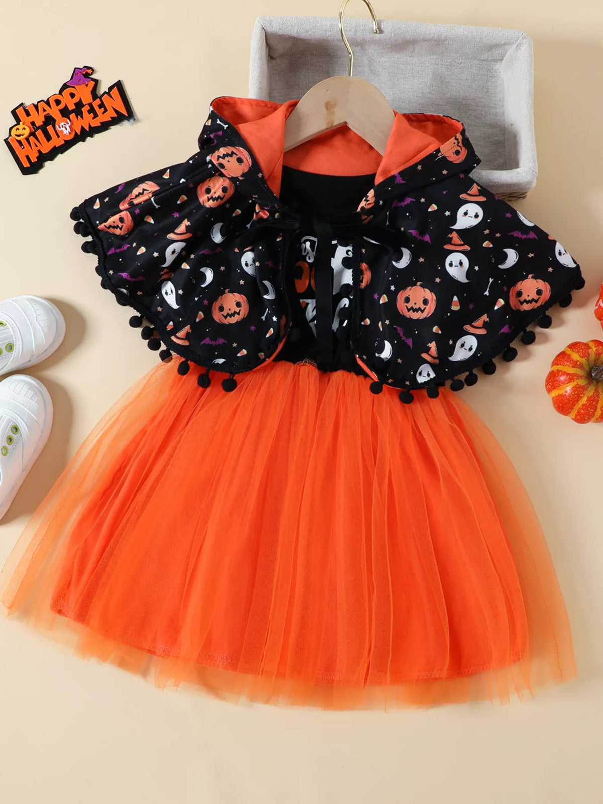 Boo-tiful Girls Halloween Dress & Cape Set